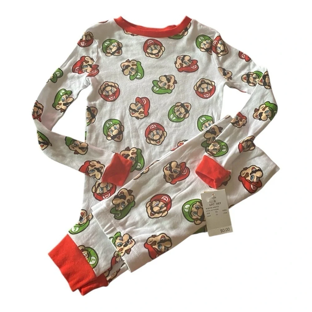 NWT-MARIO BROS-TWO PAIR OF PAJAMAS-SIZE 8